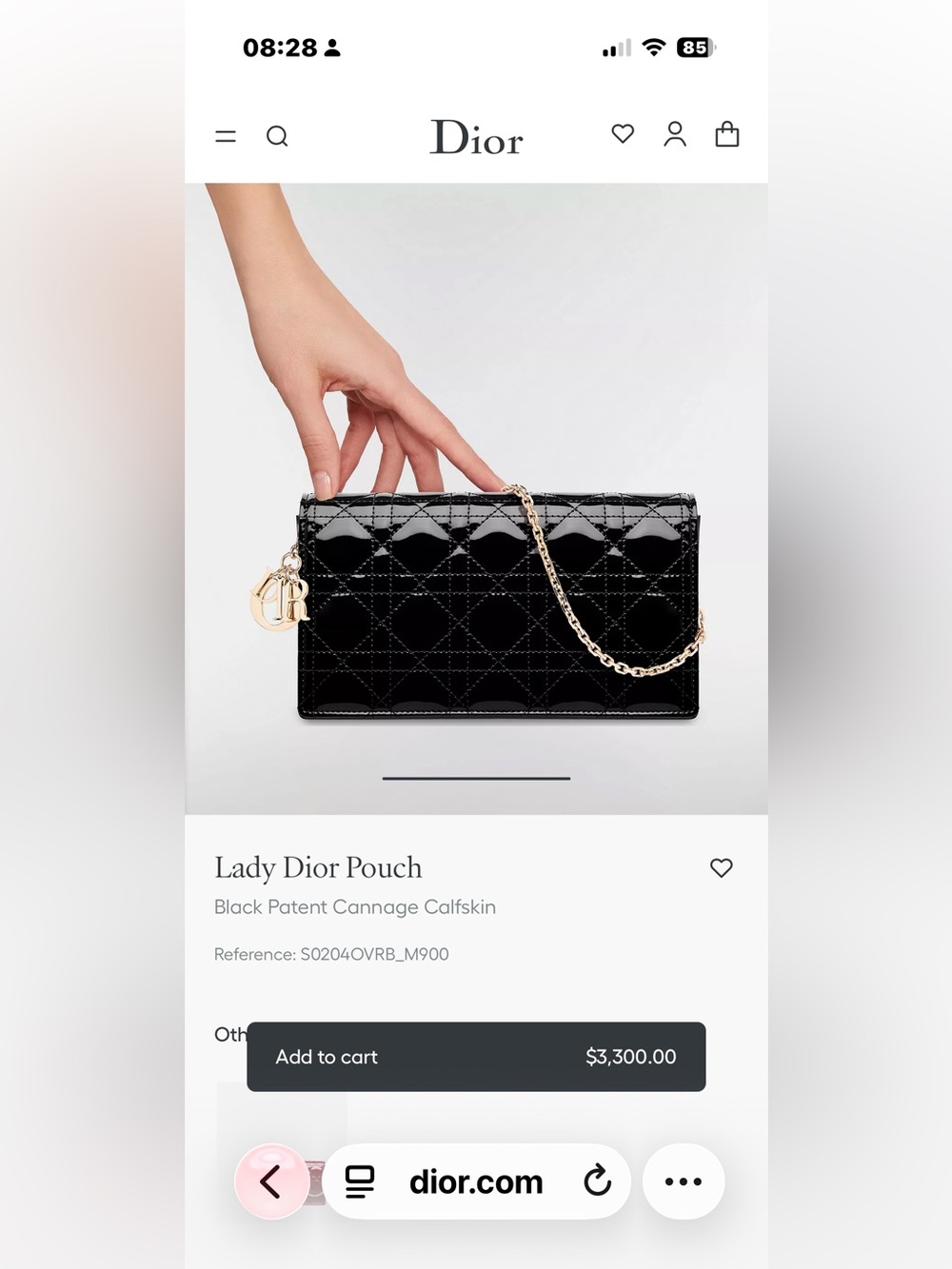 FINAL PRICE- NO OFFERS! Dior Black Calfskin Cannage Lady Pouch with Silver Chain